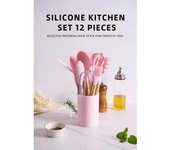 SOMY Sirocco 12ST Utensilios de cocina de silicona resistente y antiadherentejuego completo de accesorios de cocina en acero inoxidable con soporte para espátula y cubo de almacenamiento de cuchara