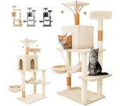 JUPPLIES Rascador para Gatos 143cm - Arbol Rascador para Gatos Estable de Varios Niveles - Arbol para Gatos de Actividades con 5 Plataformas, 3 nidos y 1 Casa para Gatos - Torre Gatos