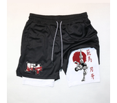 Anime Baki Hanma Gym Shorts Men Women Fitness Manga Print 2 in 1 Sports Performance Shorts Workout Quick Dry Mesh Short Pants