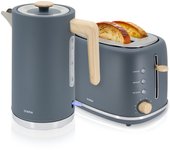 Briebe SKT1167GRY Nordic Set Tostadora Pan Ranura Ancha 2 Rebanadas + Hervidor  Agua Eléctrico 1,7L Inalámbrico, 2200W, Gris