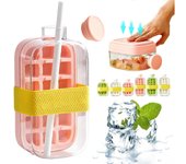 Cubitera - 800 ml/28 oz y 500 ml/17 oz, molde para cubitos de hielo y botella de agua 2 en 1, con prensado sin contacto, vaso para cubitos de hielo con pajita, bandeja para cubitos de hielo a prueba de fugas y sin BPA (verde, 800 ml/28 oz)