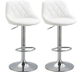 HOMCOM Conjunto de 2 Taburetes de Bar Giratorios con Altura Regulable Sillas Altas Modernas de Comedor con Base Redonda y Reposapiés 46x48x83-104 cm