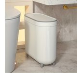 Compact Quiet-Close Trash Can for Bathroom/Bedroom - Electricity-Free, Space-Saving, with Optional Lid