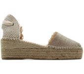MACARENA JAVA 34LM Sandalia con cuña de esparto,espadril,yute,suela de goma,tela,plataforma,cordones al tobillo, para señora