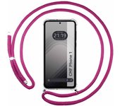 Tumundosmartphone Funda Colgante Transparente para Nothing CMF Phone 1 con Cordon Rosa Fucsia