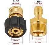 Pressure Washer Quick Connect Adapter Set M22 14mm/15mm to 1/4 Quick Release For High Pressure Hose and Water Guns Accessories
