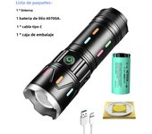 Powerful Spotlight Long Range LED Flashlight Type-C Charging Output Zoom Aluminum Alloy Tactical Torch For Camping