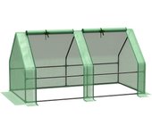 Outsunny Invernadero de Jardín Terraza 180x90x90 cm Caseta Tubo de Acero con 2 Ventanas Enrollables Casa de Vivero Cultivo Verde