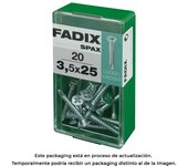 CAJA S 20 unid. TORNILLO ROSCA CHAPA CP AUTOT. CINC 3,5x25mm FADIX