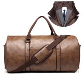 Bolsa de viaje de cuero tipo lona para traje de hombre, convertible, con compartimento para zapatos.