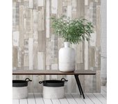 Muestra DIN A4 de Papel pintado listones de madera beige gris con textura estilo nórdico - Suances 006219 de GAULAN