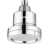 Cofan Rociador de ducha redondo con acabado en negro o cromado | Cabezal de ducha de alta presión con filtro de 15 etapas | Rotación 360° | Ahorro de agua | Fácil instalación | Medidas: 11,5 x 13,5 cm