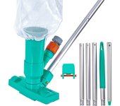 Aspiradora de Piscina, Kit portátil de mantenimiento de Piscinas con poste de Aluminio, aspirirora subacuática, Bolsa de Malla-Para Fuente, Estanque, swimming, limpieza de láminas y sustancia