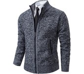Autumn And Winter New Jersey Men's Casual Sports Coat Solid Color Stand Collar Wweater Grab Fleece Warm Zipper Cardigan