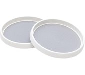 Lazy-Susan Especiero giratorio - Paquete de 2 platos giratorios organizadores de armario de 25 cm - Soporte para condimentos para gabinete de despensa de frigorífico (blanco/gris, 2)