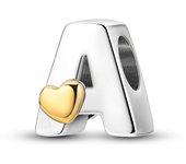 New 925 Sterling Silver Cute Gold Lucky Heart 26 Letter Series Charms Beads Fit Pan Original Bracelets DIY Gifts Fine  Jewelry