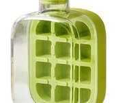Botella para cubitos de hielo, 2 en 1, sin contacto, con tapa y recipiente, fácil de abrir, vertical, para congelador, uso en casa o en la oficina, viajes al aire libre (800 ml, blanco)
