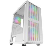 Mars Gaming MC-VAULT, Caja Gaming ATX, 4X Ventiladores ARGB 120mm, Panel Frontal Mesh con Diseño Vertical, Ventana Lateral Cristal Templado, 3X Slots PCI Verticales, Semitorre PC Profesional, Caja PC Negra o Blanca