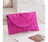 Fashion Beach Purse Women Summer Beach Bag Envelope Woven Clutch Solid Color Large Capacity Storage Bag Corn Husk Straw Hand Bag