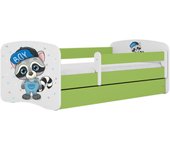 Cama 140 x 70 cm Kocot Kids com colchão BabyDreams Raccoon Green