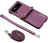 Crossbody Cards Solt Wallet Leather Case For Samsung Galaxy Z Flip 6 5 4 3 5G Flip6 Flip5 Bag Hand Strap Lanyard Pocket Cover