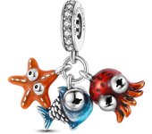 Summer 925 Silver Color Shell Pearl Fishtail Luminous Ocean Series Charms Beads Fit Pandora 925 Original Bracelets DIY Jewelry