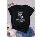 ‘No drama llama’Oversize Tee Women's Casual Trendy Graphic Print Comfortable Crew Neck Short Sleeve T-shirts
