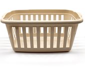 CABLEPELADO Cesta Ropa Rectangular plástico, cesto lavandería, Canasta Colada, Cesta para la Colada de plástico, 57 cm largo x 38 cm ancho x 25 cm alto, Plástico, Con asas, Beige