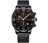 Reloj para Hombre con Estilo Romano y 3 Subesferas - Correa Milanés de Alta Durabilidad - Precisión Suiza