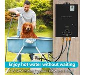 Calentador de Agua Instantáneo de Gas Propano 7l LPG Portátil, Montaje en Pared, Pantalla Digital