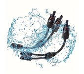 Power Solar Connectors 30A Y-Branch Cable, Solar Cable Parallel Adaptor in Pair for Solar Panel 1*M/FF+1*F/MM black red Power