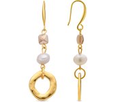 Pendientes Luxenter acabado oro amarillo de 18k y Perla Blanca - Diriki