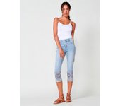 Koroshi pants stretch jeans, double push, light blue embroidery, suitable for women