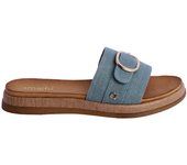 Sandalias planas slip on para mujer Amichi Chiara denim abierta