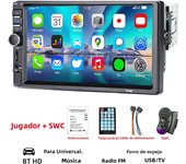 HIPPBQCC 7 Inch 1 Din Car Radio MP5 Multimedia Player Touch Screen FM ISO Power Aux Input Bluetooth USB Mirror Link Autoradio