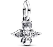 Pandora Charm Ángel Brillante con Microincrustaciones de Plata y Grabado,Incluye Caja Original