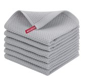 100% Cotton Waffle Weave Kitchen Dish Cloths, Ultra Soft Absorbent Quick Drying Dish Towels, 12x12 Inches, 6-Pack