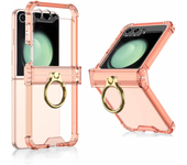 For Samsung Galaxy Z Flip 6 5 4 3 Case Colorful Transparent Fold Hingle Ring Bracket Four Corner Shockproof Protection Back Case