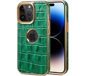 EUCAGR Luxury Crocodile Texture Leather Phone Case For iPhone 15 14 13 12 Pro Max Plus back cover Protective Phone Shell Case