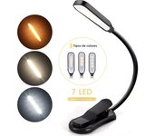 LED Book Light USB Rechargeable Reading Light 3-Level Warm Cool White Daylight Portable Flexible Easy Clip Night Reading Lamp