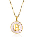 Stainless Steel Round White Necklaces For Women Gold Color  Initial Woman Man 26 Letters Pendant Chain Necklace Jewelry Gifts