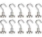 10Pcs Heavy Duty Earth Magnets with Hook Extra Strong Cruise Hook Metal Strong Magnetic Hooks for Indoor Outdoor Fridge Kitchen