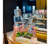 Botella De Agua De Vidrio Con Correa Y Bolsa Portátil Deportiva Resistente Al Desbordamiento Para Viajes Al Aire Libre Adultos