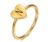Simple Love Gold Ring Fashion 26 letter stainless steel heart Ring for women jewelry gift