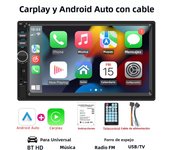 HIPPBQCC Carplay Android Auto 7" Car Radio 2 Din Touch Screen Mirror Link Stereo Receiver Audio Multimedia Player With FM USB TF