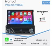 Carplay 1 Din 7'' Universal Car bluetooth radio Wireless Android Auto Retractable MP5 HD Stereo multimedia Player FM USB AUX CAM