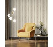 Muestra DIN A4 de Papel pintado vinílico de rayas con cadenetas barrocas efecto textura de tela - Selim Imperial Stripe 676848 de GAULAN