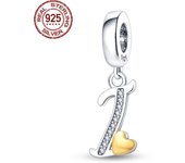 S925 Sterling Silver Heart Shape Letter Pendant Series Charms Fit Original Pandora Bracelet For Women Birthday Fine Jewelry Gift