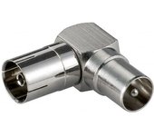 Antena de TV/Radio - Bipolar/Adaptador de radiodifusión RF macho a RF hembra Adaptador de TV hembra a macho ángulo recto de 90 grados.