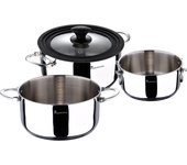Batería de Cocina Masterpro Foodies 4 Piezas Acero Inoxidable Antiadherente - Alta Durabilidad